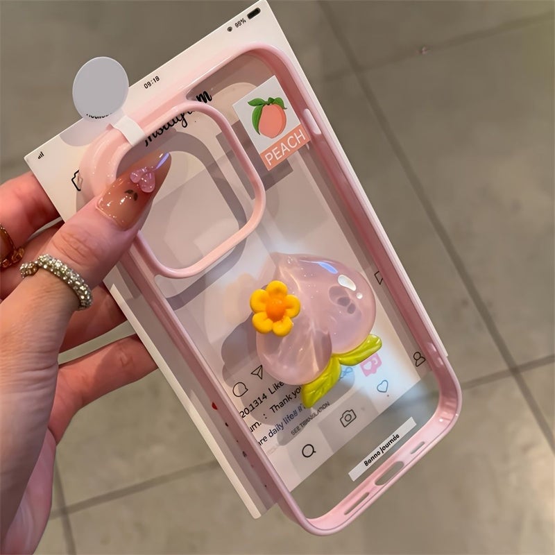Light Pink Acrylic Phone Case Compatible With iPhone 15 Pro Max Watermelon And Peach Design Summer Theme - Image 3