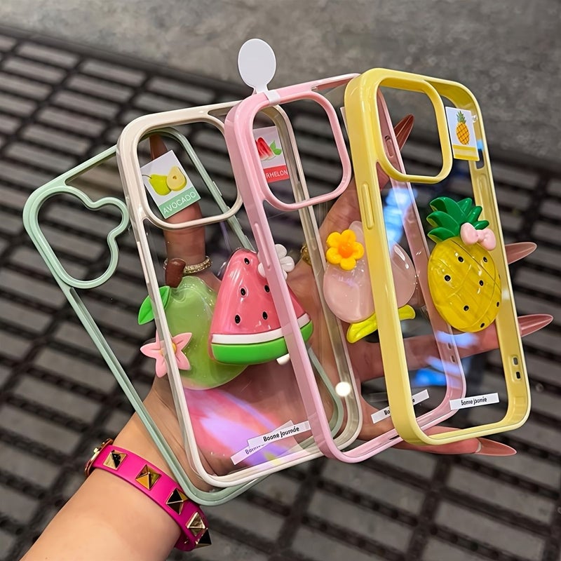 Light Pink Acrylic Phone Case Compatible With iPhone 15 Pro Max Watermelon And Peach Design Summer Theme - Image 2
