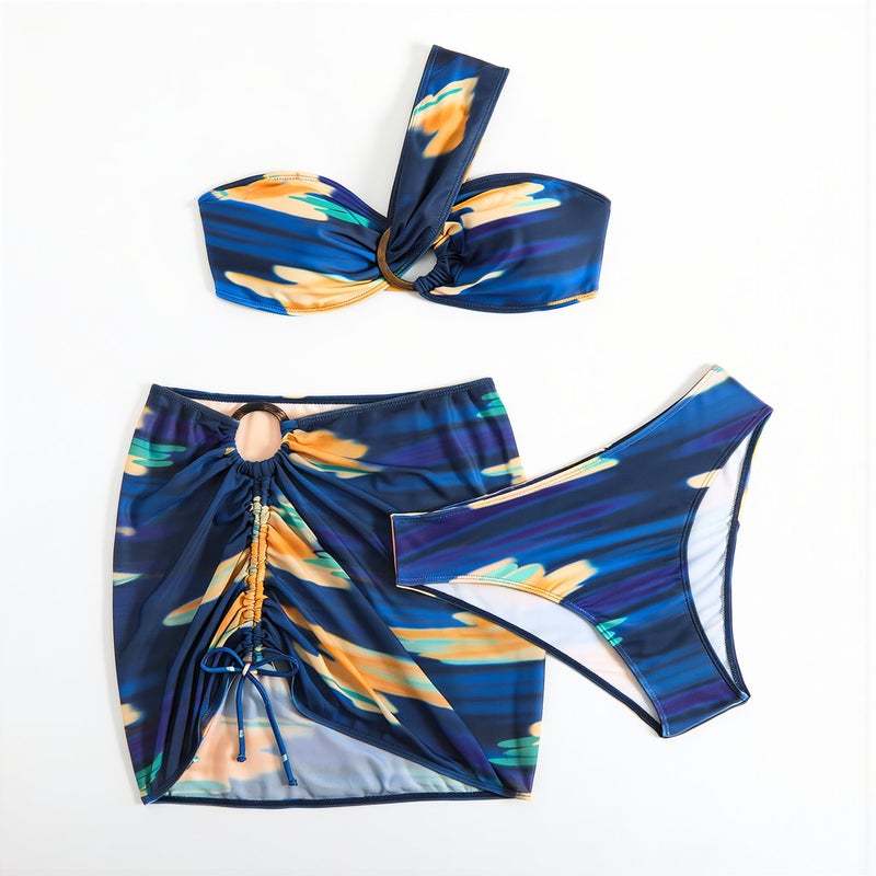 3 Piece No Slip Bikini Set Secure Support No Shift During Water Sports Pink Blue S - Image 3