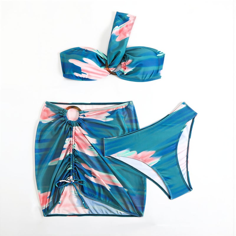 3 Piece No Slip Bikini Set Secure Support No Shift During Water Sports Pink Blue S - Image 4