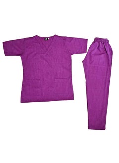 Rannah's Uniform Melange Scrub Suit Uniform Unisex Violet V-Neck Nurse Suit Set  - Image 2