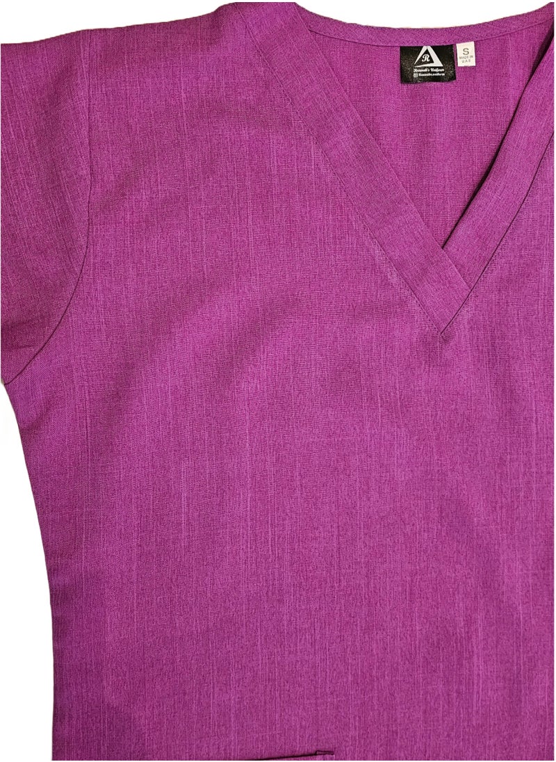 Rannah's Uniform - Melange Scrub Suit Uniform Unisex Violet V-Neck Nurse Suit Set - Image 1