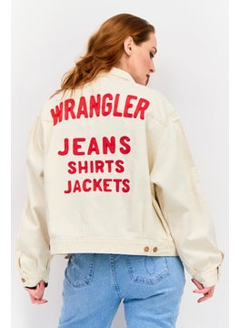 Wrangler Women  Solid Denim Jacket, Beige  - Image 4