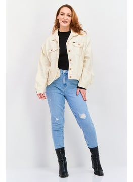 Wrangler Women  Solid Denim Jacket, Beige  - Image 2