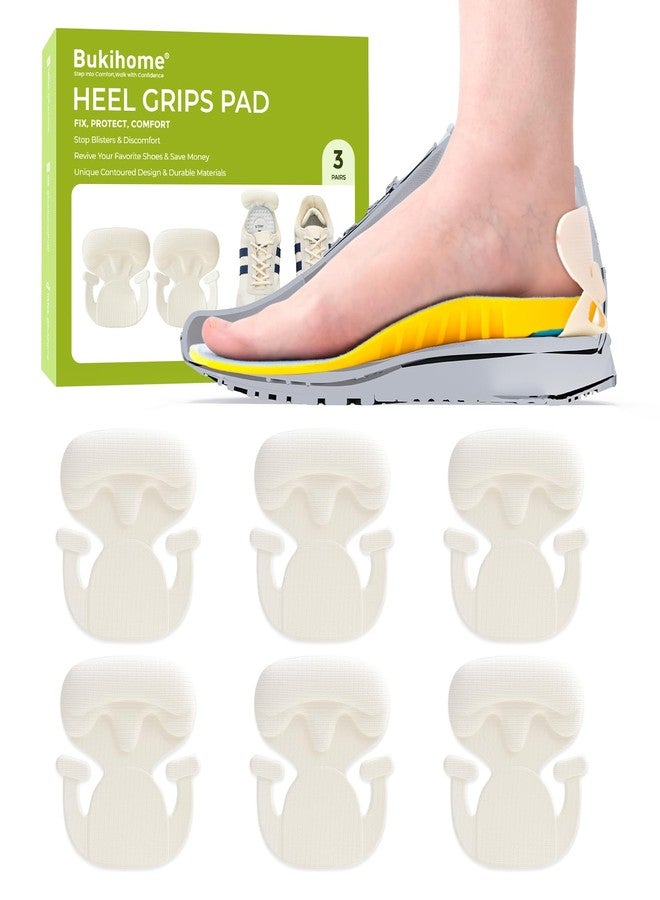 Bukihome Adhesive-Free Shoe Grips Liners for Loose Shoes - Bukihome Shoe Fillers for Causal/Dress Shoes, Sneakers, Soft Heel Cushions Inserts for Back Heel Protect, Prevent Slip, Pain Fatigue Relief (3 Pairs) - Image 1
