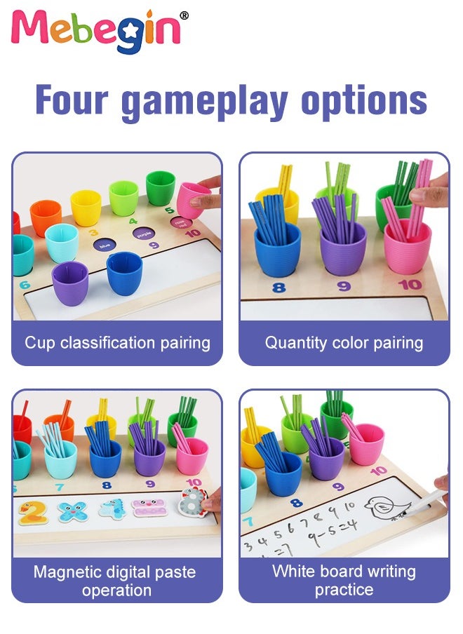 MEBEGIN - 4 in 1 Multifunctional Sorting Game, Mathematics Classification Early Education Board, Number Color Matching Game, Montessori Toys, Creative Preschool Learning Activity, Fun Educational Gift for Kids - Image 1