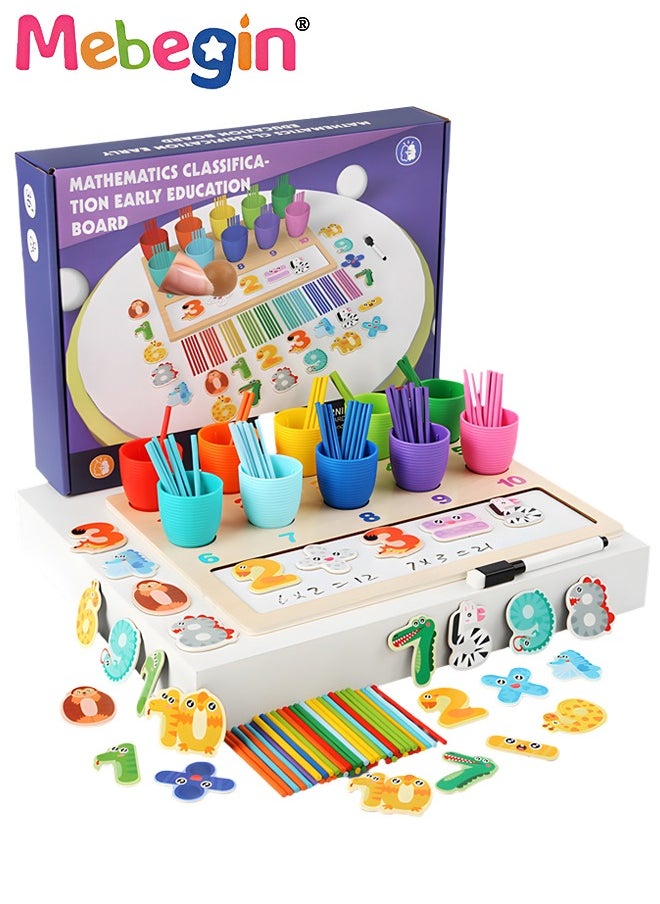 MEBEGIN - 4 in 1 Multifunctional Sorting Game, Mathematics Classification Early Education Board, Number Color Matching Game, Montessori Toys, Creative Preschool Learning Activity, Fun Educational Gift for Kids - Image 1