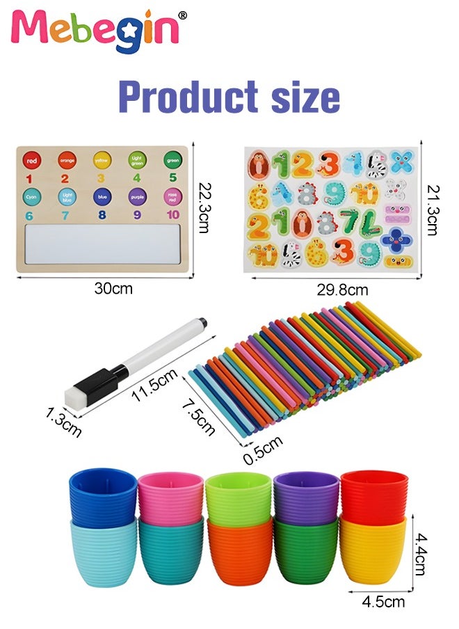 MEBEGIN - 4 in 1 Multifunctional Sorting Game, Mathematics Classification Early Education Board, Number Color Matching Game, Montessori Toys, Creative Preschool Learning Activity, Fun Educational Gift for Kids - Image 1