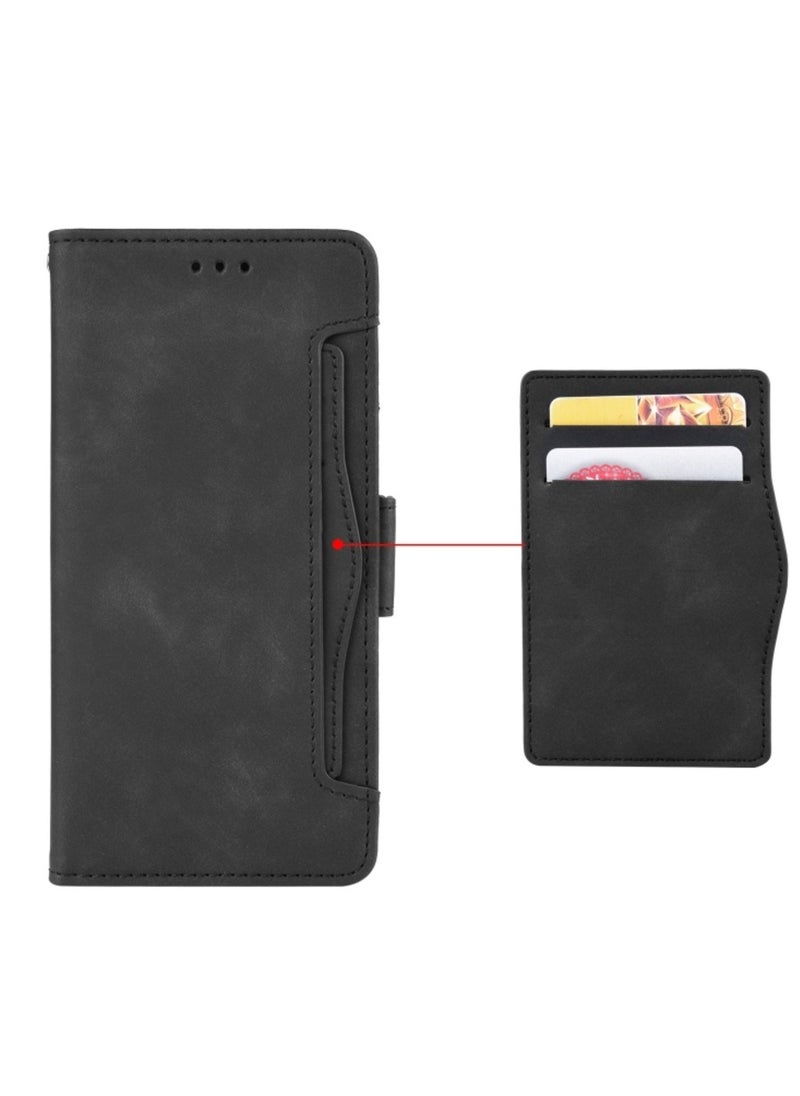 Generic Case for Oppo A2 Pro 5g Skin Feel Calf Texture Card Slots Leather Phone Case Black  - Image 3