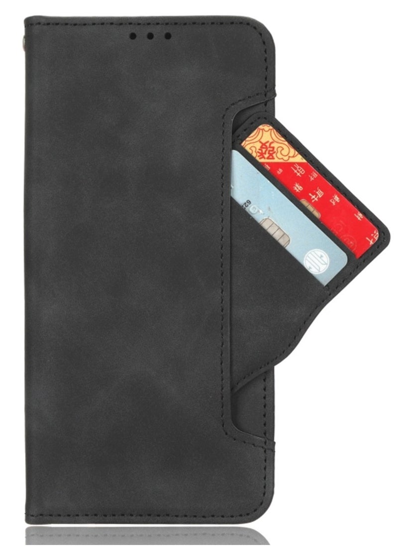 Generic Case for Oppo A2 Pro 5g Skin Feel Calf Texture Card Slots Leather Phone Case Black  - Image 4