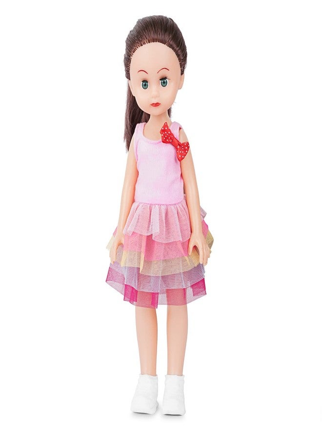 EL FIGO Cute Little Realistic Girl Doll for Kids in Pink Top & Net Skirt Age 3 Years and up - Image 1