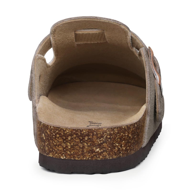 KIDMI Genuine Suede Clogs for Women Cork Footbed Sandals Leather Mules Potato Shoes with Arch Support Concrete Gray 40 (Size 8.5) - Image 5