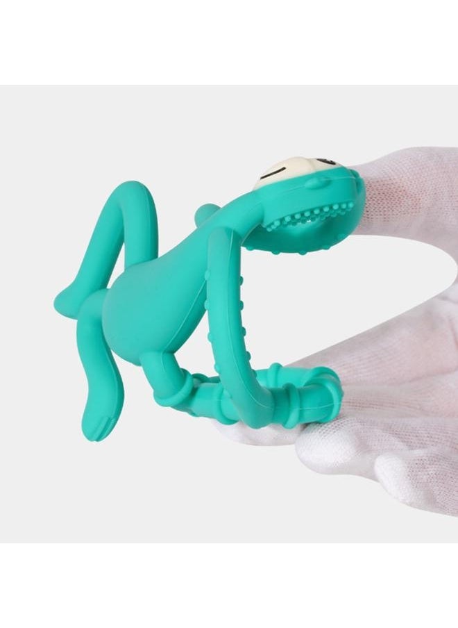 NIBEMINENT Baby Teether Toys Monkey Shape Easy To Hold Soft Silicone Infant Chewing Toy for Home Green  - Image 5