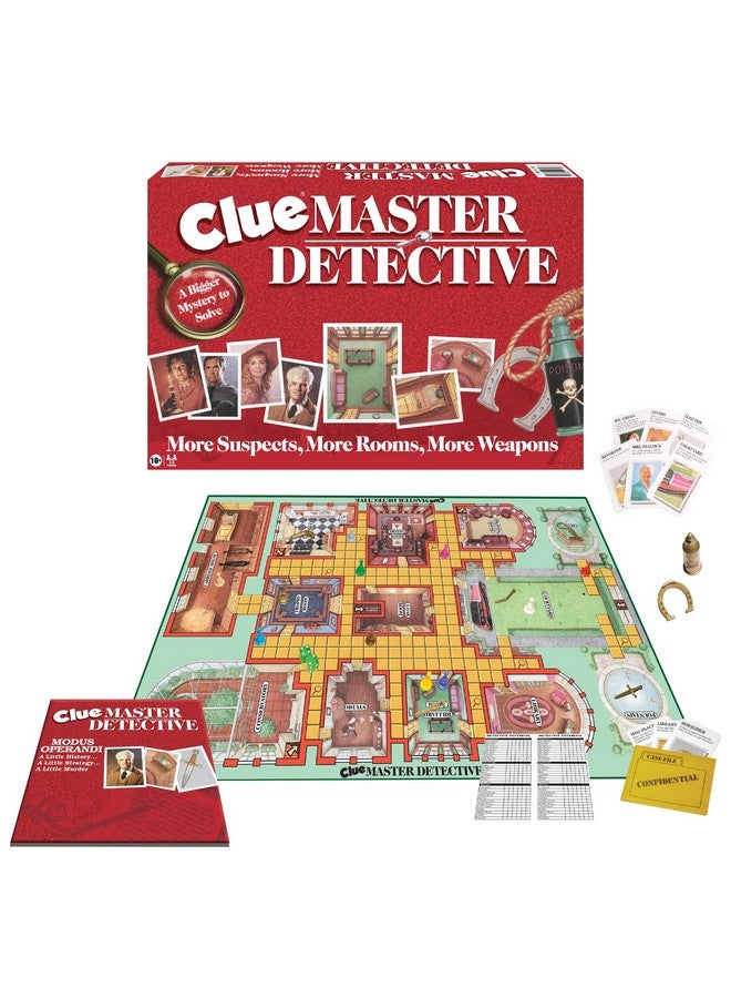 Winning Moves Clue Master Detective With Oversized Brass Tone Metal Weapons by Winning Moves Games USA, Largest Game of Clue Ever, for up to 10 Players, Ages 10 and Up - Image 1