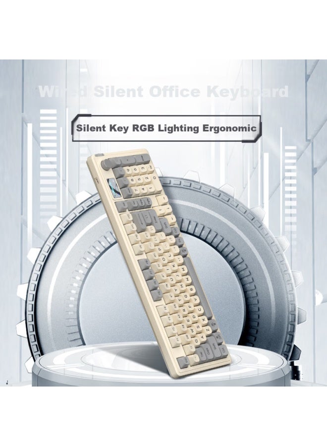 Langtu L15 Cream Knight 98-key Wired Silent Keyboard, Gasket Structure, Rgb Lighting Effects, Ergonomic Design - Image 1