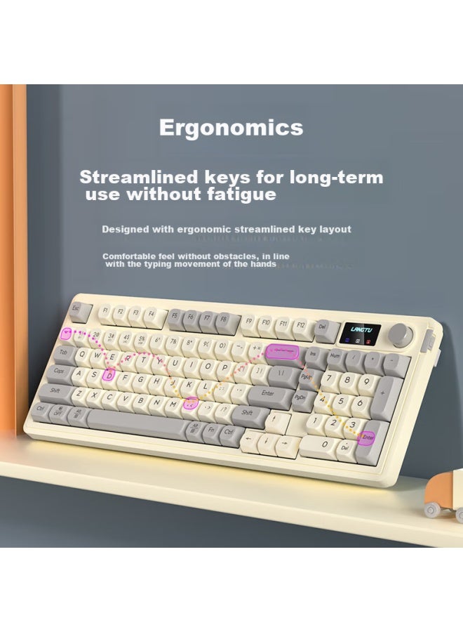 Langtu L15 Cream Knight 98-key Wired Silent Keyboard, Gasket Structure, Rgb Lighting Effects, Ergonomic Design - Image 4