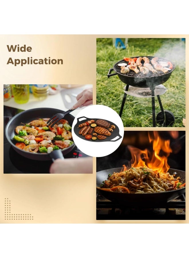 Korean Grill Pan with Bag, 34 cm Non-Stick Iron Grill Plate, Portable Indoor Outdoor Grilling Tray with Handles, Compatible with Gas Stove, Induction Cooker, Electric Cooktop - Image 2