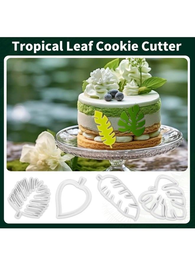 4 Pcs Tropical Leaf Cookie Cutter, Hawaiian Palm Tree Cutter Fondant Mold, Multipurpose Fondant Leaf Cutter For Gum Paste Cake Decorating Holiday Biscuit Cutter For Cookie Making - Image 3