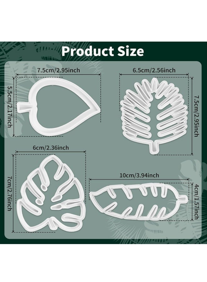4 Pcs Tropical Leaf Cookie Cutter, Hawaiian Palm Tree Cutter Fondant Mold, Multipurpose Fondant Leaf Cutter For Gum Paste Cake Decorating Holiday Biscuit Cutter For Cookie Making - Image 2