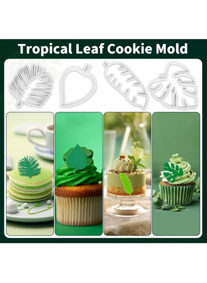 4 Pcs Tropical Leaf Cookie Cutter, Hawaiian Palm Tree Cutter Fondant Mold, Multipurpose Fondant Leaf Cutter For Gum Paste Cake Decorating Holiday Biscuit Cutter For Cookie Making - Image 4
