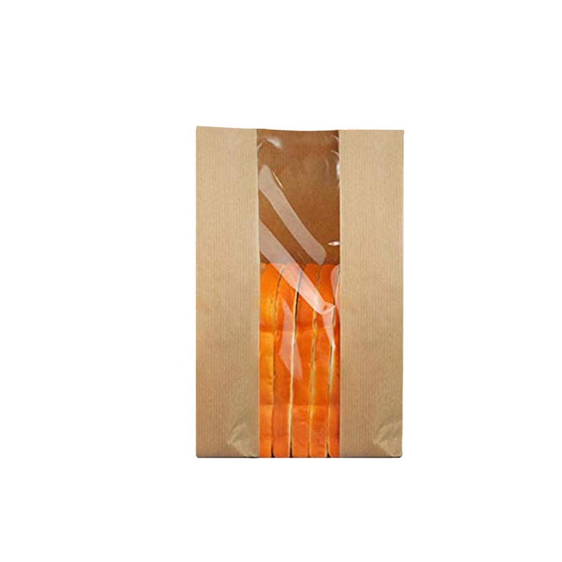 Newbested 30 Pack Kraft Paper Bread Loaf Bag with Clear Front Window,Brown Bakery Cookie Food Coffee Storage Packaging Treat Bag (14" x 8.3" x 3.5") - Image 3