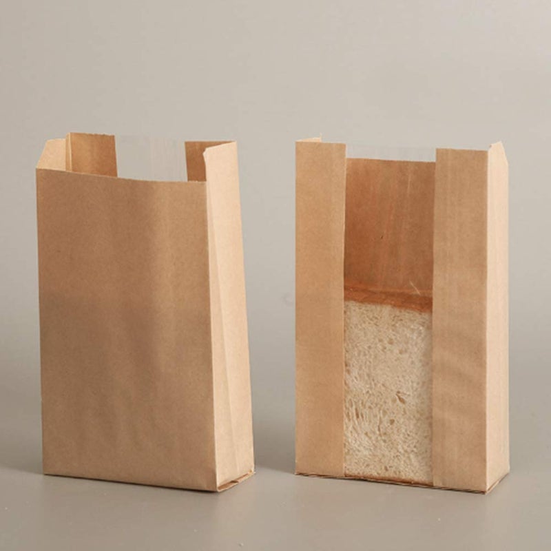 Newbested 30 Pack Kraft Paper Bread Loaf Bag with Clear Front Window,Brown Bakery Cookie Food Coffee Storage Packaging Treat Bag (14" x 8.3" x 3.5") - Image 5