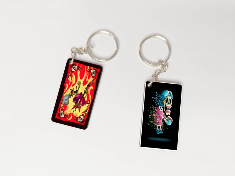OUTFITQUE OUTFITQUE Premium (Pack of 2) Anime-247 Printed Long Keychain For Bike, Scooty, Car, MDF Keyholder - Image 1