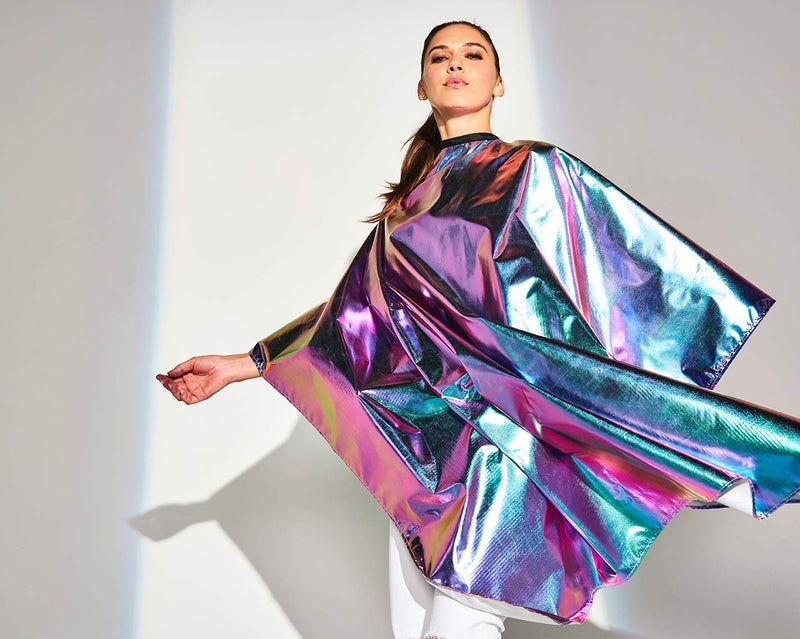Betty Dain The Aurora Collection All Purpose Cape, 54" W x 65" L, Water & Chemical Proof, Machine Washable, Adjustable Snap Closure, Matches Other The Aurora Collection Products, Holographic Design - Image 2