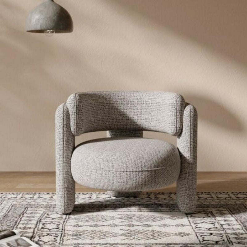 home house Swedish wood and boucle armchair - beige - Image 1