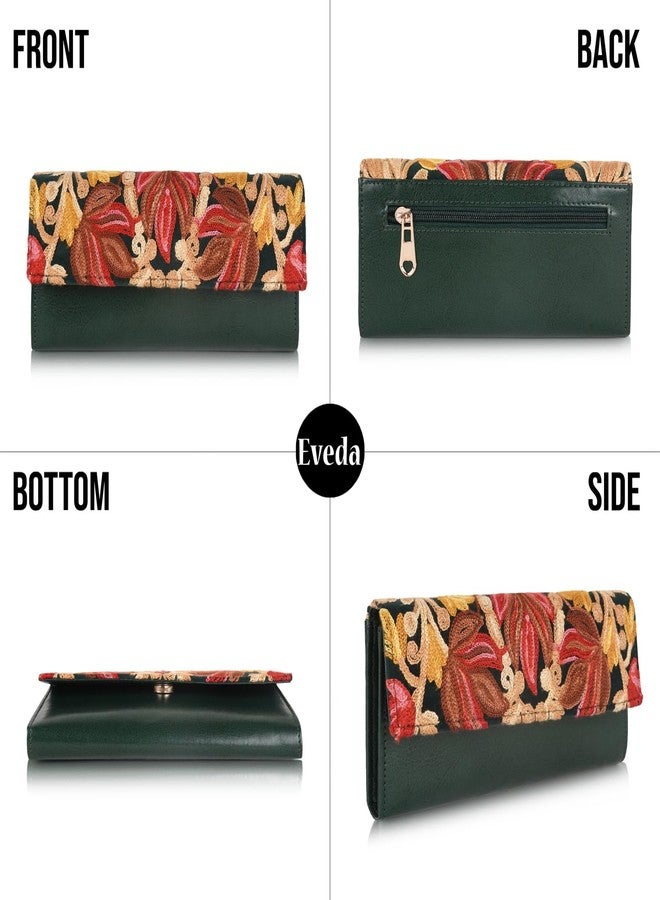 EVEDA Women Gorgeous Embrodeiry Clutch Ladies Party Wedding Purse Bag (Green) - Image 3