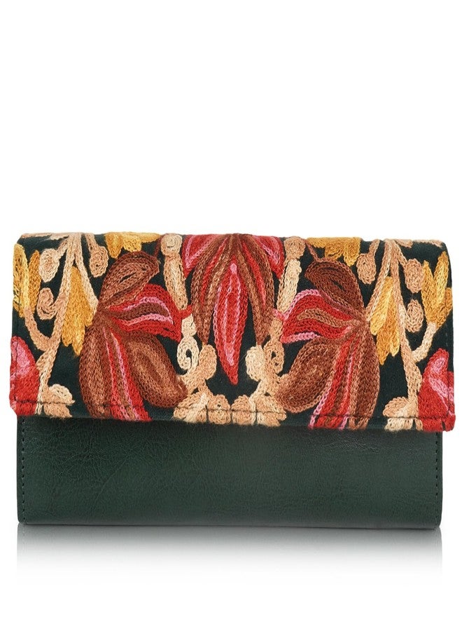 EVEDA Women Gorgeous Embrodeiry Clutch Ladies Party Wedding Purse Bag (Green) - Image 1