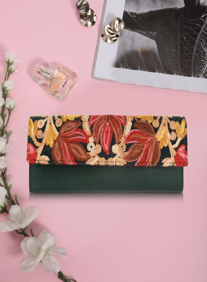 EVEDA Women Gorgeous Embrodeiry Clutch Ladies Party Wedding Purse Bag (Green) - Image 4