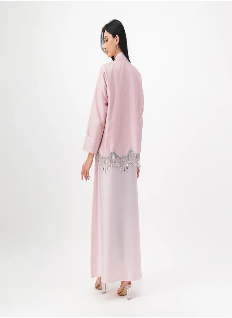 Meem by Mariyah Jacket abaya with tassels with full length inner