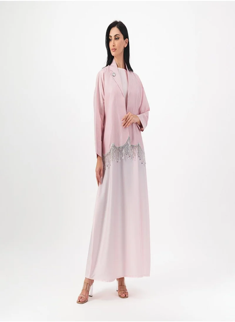 Meem by Mariyah Jacket abaya with tassels with full length inner
