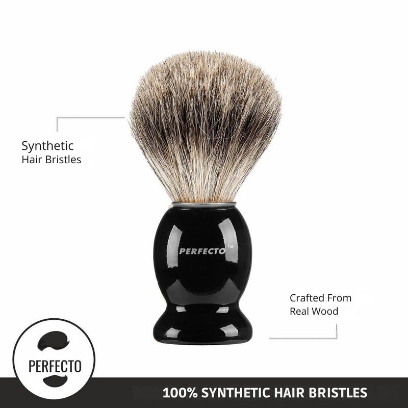 Perfecto Synthetic Bristles Shaving Brush For Men, Engineered for The Best Shave of Your Life. Shave Brush for Wet Shave for Safety Razor - Barbers Accessories, Gift For Him - Image 5