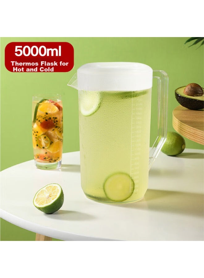 All-round Quanshi Commercial Cold Water Pitcher, Plastic Large Capacity Cup With Scale, Household Cold Boiled Water Pitcher, Juice Pitcher, 5000ml - Image 1
