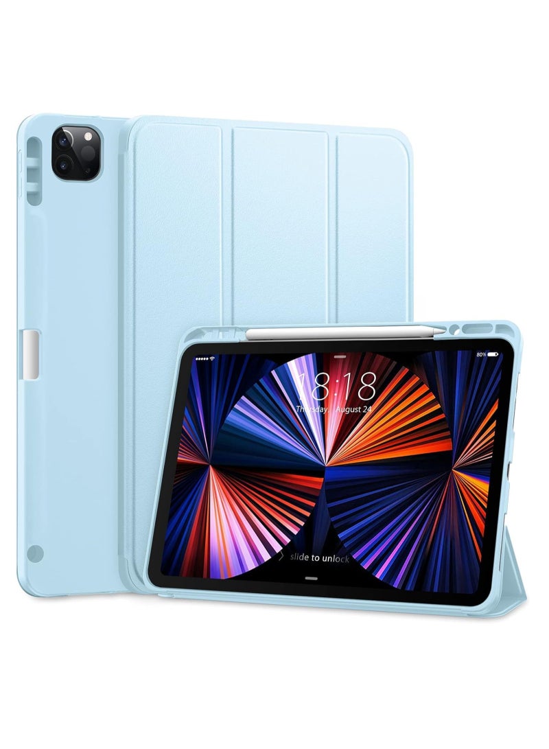 TIGER iPad Pro 12.9 Case 2021 – Full Body Protective Smart Cover with Apple Pencil 2 Charging, Auto Sleep/Wake, Soft TPU Back for iPad Pro 12.9-inch 5th Gen, Ice Blue – Slim, Durable, and Stylish Protection. - Image 1