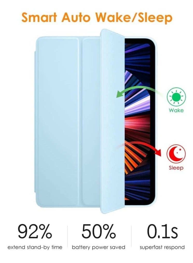 TIGER iPad Pro 12.9 Case 2021 – Full Body Protective Smart Cover with Apple Pencil 2 Charging, Auto Sleep/Wake, Soft TPU Back for iPad Pro 12.9-inch 5th Gen, Ice Blue – Slim, Durable, and Stylish Protection. - Image 3