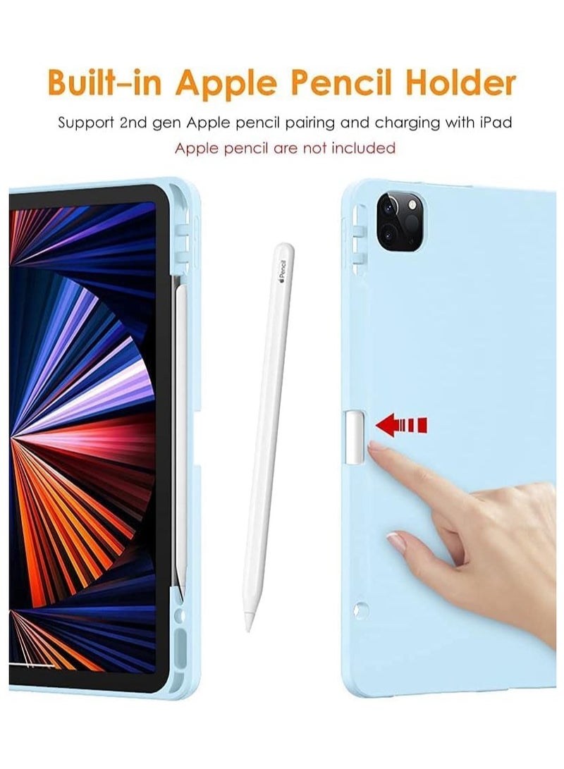 TIGER iPad Pro 12.9 Case 2021 – Full Body Protective Smart Cover with Apple Pencil 2 Charging, Auto Sleep/Wake, Soft TPU Back for iPad Pro 12.9-inch 5th Gen, Ice Blue – Slim, Durable, and Stylish Protection. - Image 2