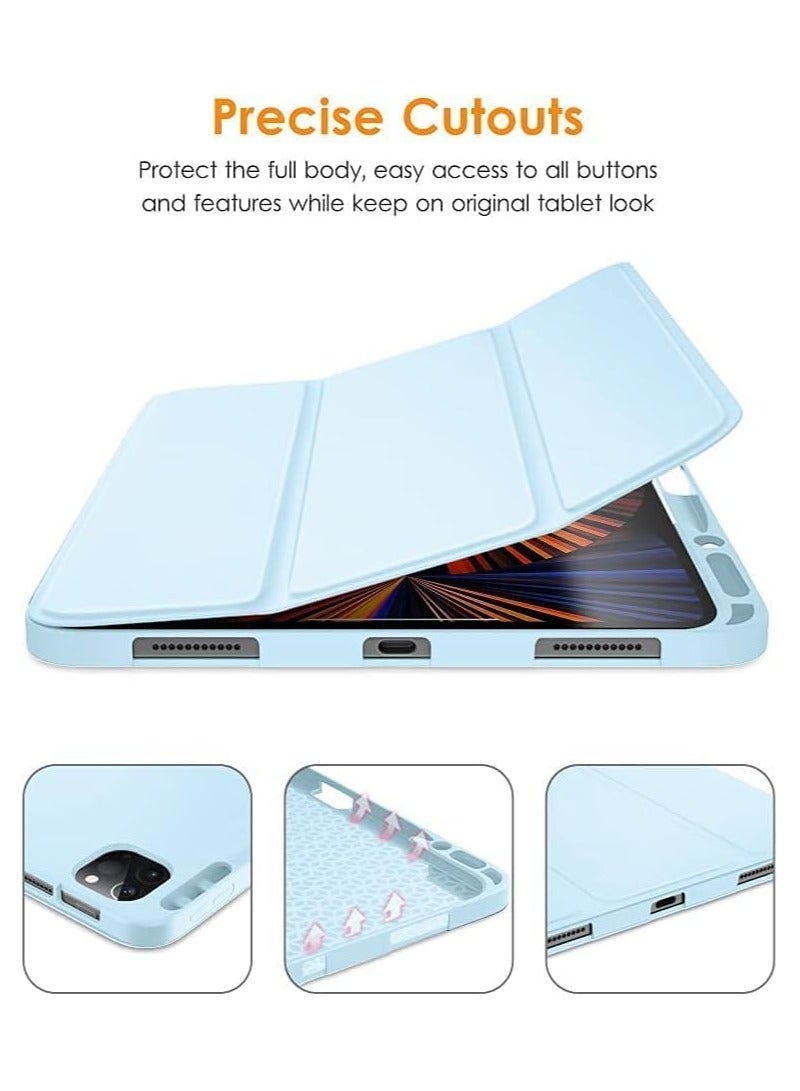 TIGER iPad Pro 12.9 Case 2021 – Full Body Protective Smart Cover with Apple Pencil 2 Charging, Auto Sleep/Wake, Soft TPU Back for iPad Pro 12.9-inch 5th Gen, Ice Blue – Slim, Durable, and Stylish Protection. - Image 4