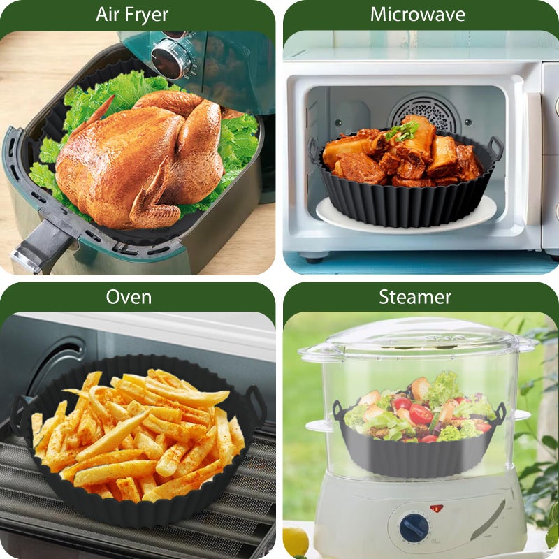 Komzon 3 Pack Air Fryer Silicone Liners, 8Inch Airfryer Liners, AirFryer Basket Liner, Reusable Food Grade Air Fryers Basket Pots Oven Liner Baking Tray, Air Fryer Silicone Mat Accessories Kitchen - Image 5