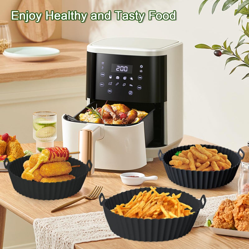 Komzon 3 Pack Air Fryer Silicone Liners, 8Inch Airfryer Liners, AirFryer Basket Liner, Reusable Food Grade Air Fryers Basket Pots Oven Liner Baking Tray, Air Fryer Silicone Mat Accessories Kitchen - Image 2