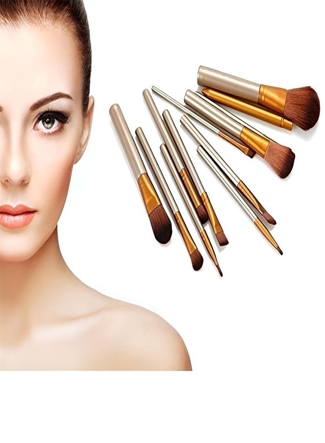 MeeTo Makeup Brush/Set 12 Bridal Makeup Brushes/Portable Makeup Brushes Set for Eyeshadow Eyeliner Eyebrow Lip Cosmetic Tools Kit- 12 Brushes (Golden) - Image 2