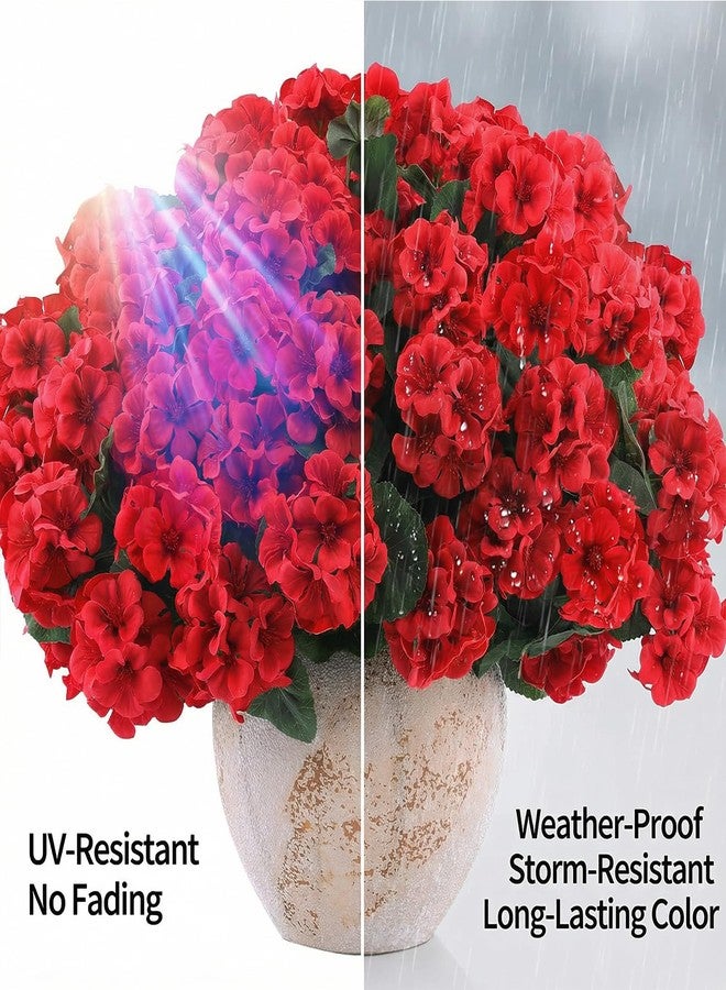 YSSDBBB 8 Pack Artificial Geranium Flowers for Outdoors Geranium Silk Red Flower Outdoor UV Resistant Garden Plants Faux Flowers for Christmas Home Kitchen Table Centerpieces Decor - Image 4