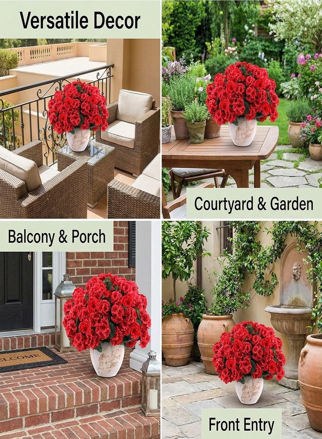 YSSDBBB 8 Pack Artificial Geranium Flowers for Outdoors Geranium Silk Red Flower Outdoor UV Resistant Garden Plants Faux Flowers for Christmas Home Kitchen Table Centerpieces Decor - Image 5