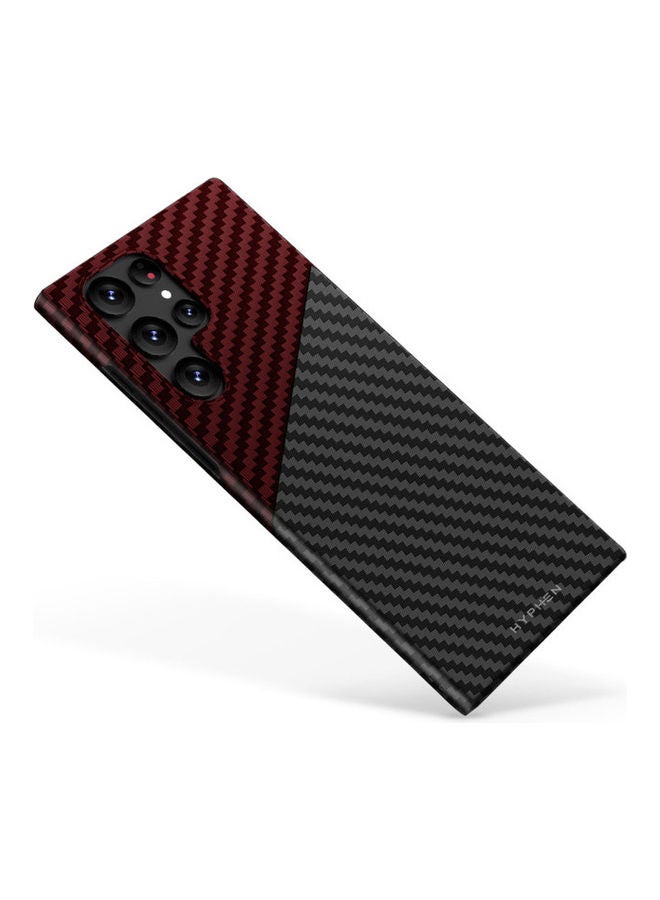 NIBEMINENT Dual Color Carbon Fiber Case - Samsung S23 Ultra .Matte finish,superior quality,light weight,sleek design,highly durable black and red - Image 4