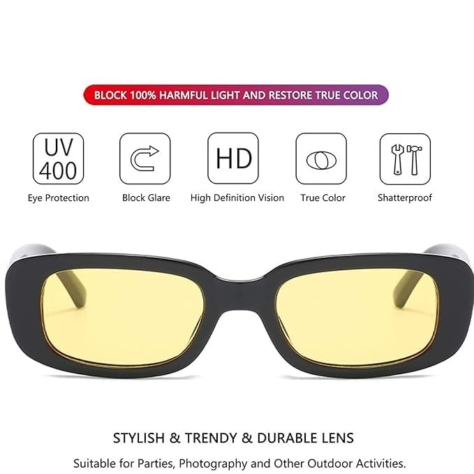 DLALA Retro Fashion Rectangle MC STAND Glasses for Men for Women Trendy Sunglasses UV 400 Protection Square Frame - Eyewear - Image 2