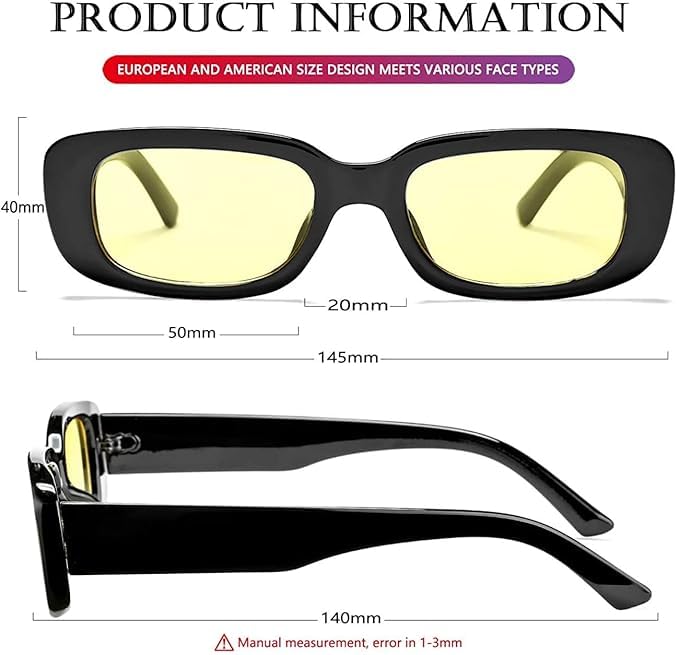 DLALA Retro Fashion Rectangle MC STAND Glasses for Men for Women Trendy Sunglasses UV 400 Protection Square Frame - Eyewear - Image 4
