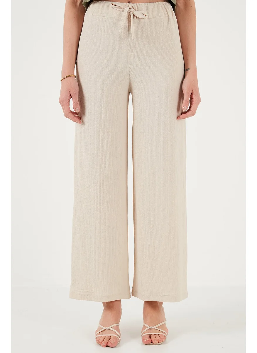 Lela Waist-Tie Relaxed Cut Crinkle Fabric Trousers Women's Trousers 5869016