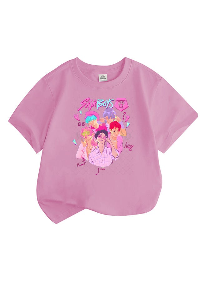 Best Seller Kpop Anime Cartoon Print Fashion Kids Short Sleeve T-shirt Loose Casual Top - Image 1
